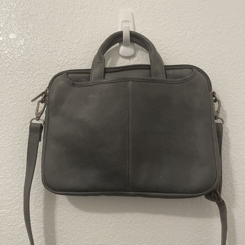 GH BASS & Co. VTG Leather Purse Handbag Shoulder Bag Academia Classic Gray